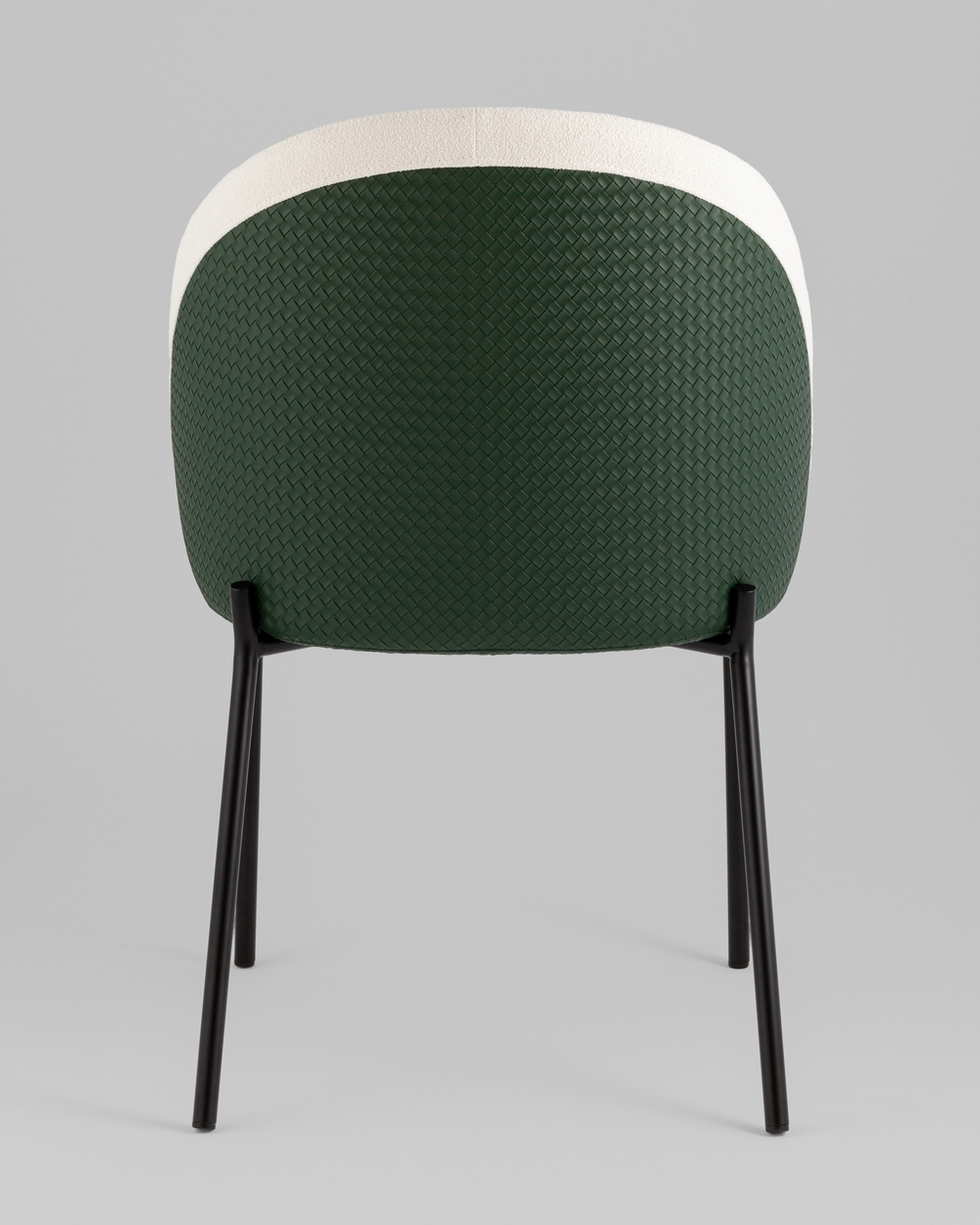 Стул обеденный Adelinde бежевый с зеленой экокожей