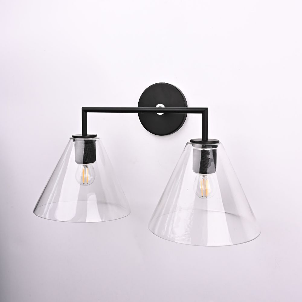 Бра Rh Utilitaire Funnel Shade Double Sconce Black By Imperiumloft