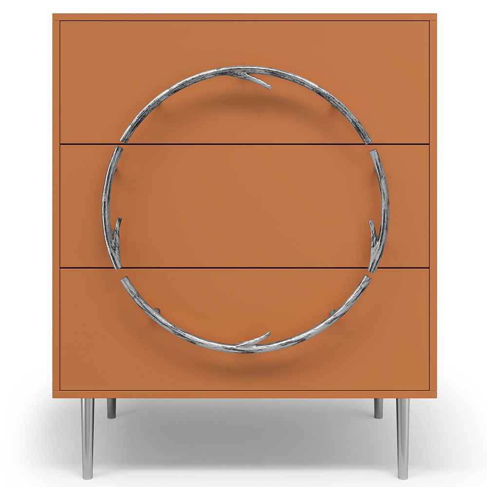 Комод Арт Колор matte Стайл Сильвер с 3 ящиками оранжевый матовый