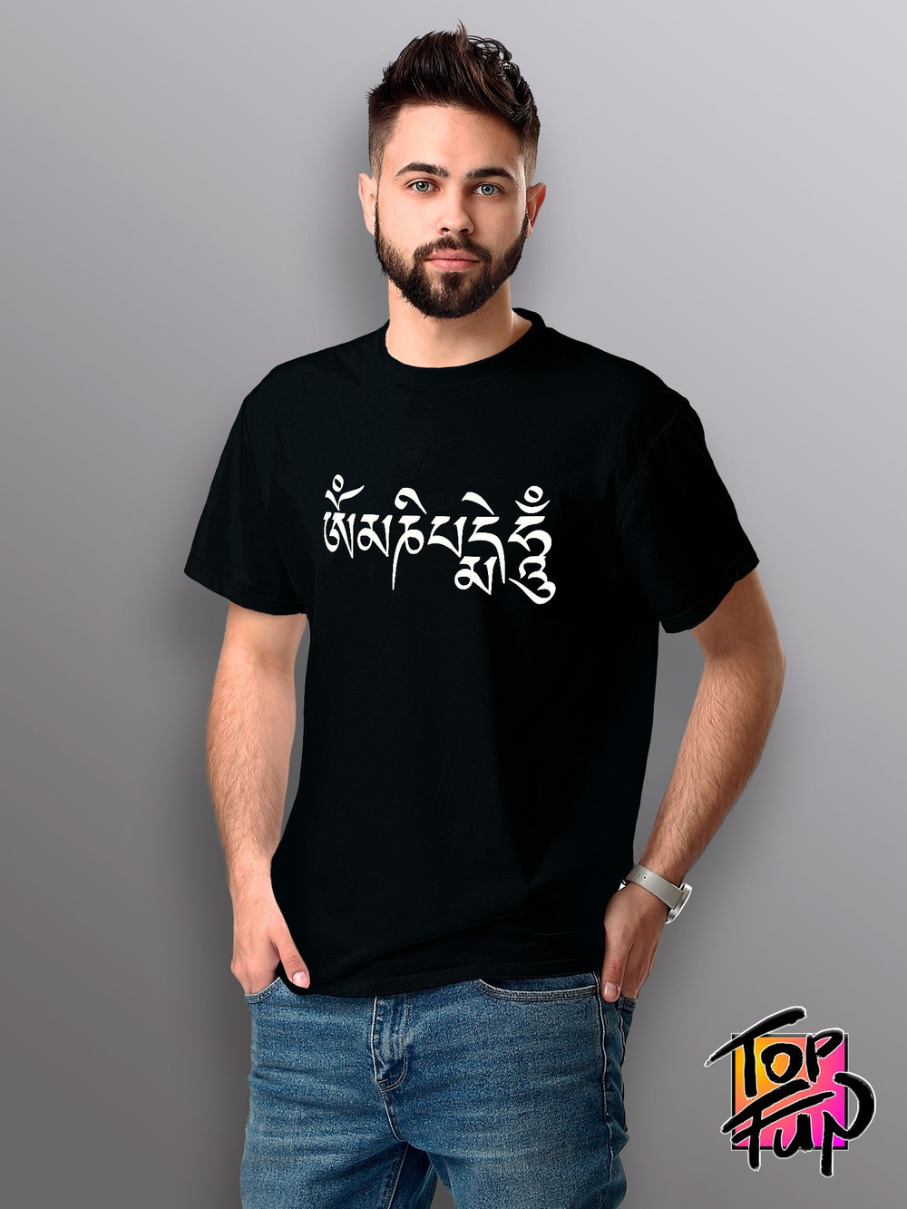 Футболка с принтом Мантра ом мани падме хум