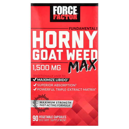 Force Factor, Fundamentals, Honey Goat Weed Max, 90 вегетарианских капсул