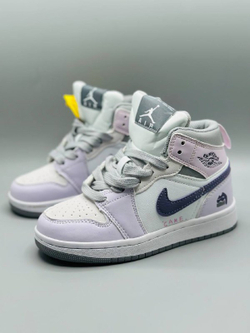 Детские высокие кожаные кроссовки Nike Air Jordan 1