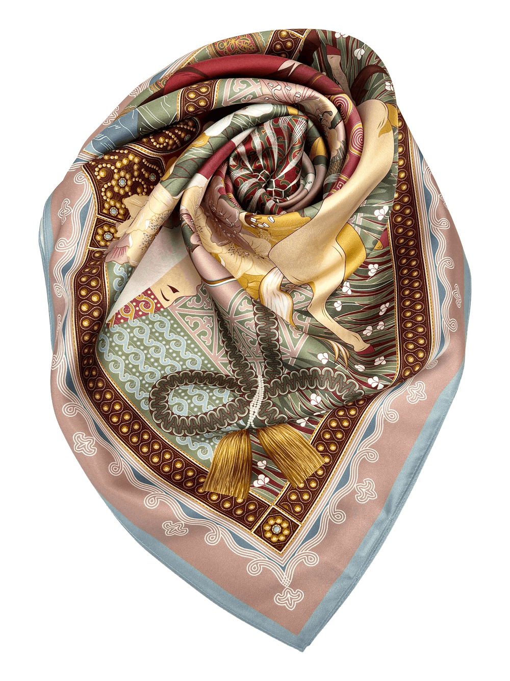 Платок «Небесное зеркало. Рассвет» 100% шелк, зеленый