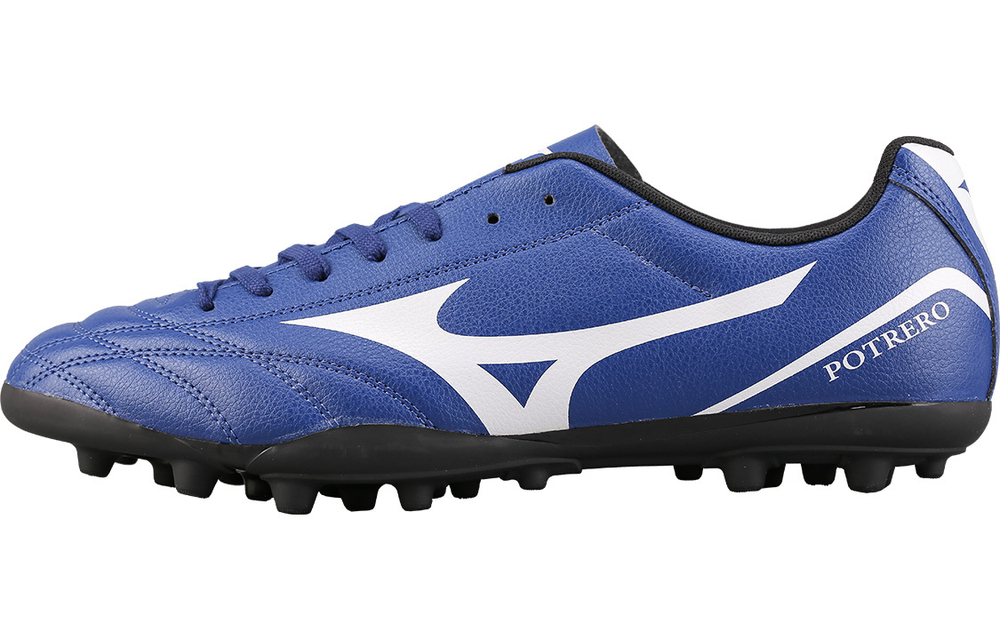 Mizuno Potrero Wide round head lace-up outsole non-slip low-top AG (glue short nails) wear-resistant wrapping football shoes men's blue