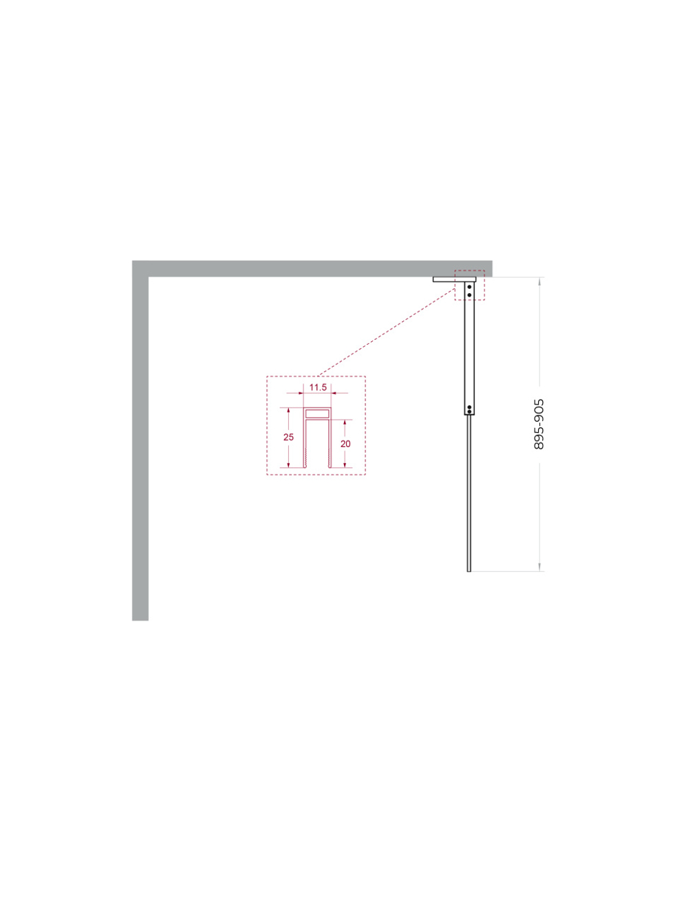 Душевая перегородка BelBagno UNO-L-1-TB-90-BR-Cr профиль хром, стекло бронза