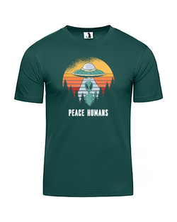 Футболка Peace humans классическая прямая темно-зеленая