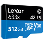 Lexar High-Performance 633x microSDXC 512 ГБ UHS-I W/R 100/45 C10 A1 V30 U3 с адаптером