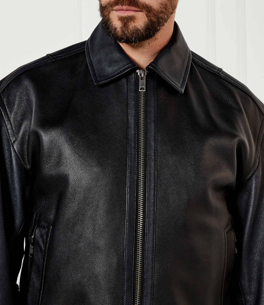 Кожаная куртка бомбер Joloco BOSS ORANGE - черный(50530270)