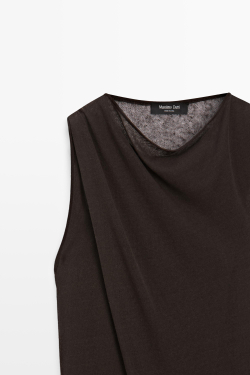 Massimo Dutti Платье льняное на запáхе, коричневый