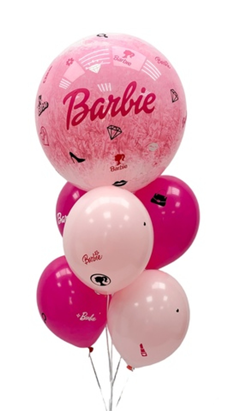 Воздушный сет шар-сфера Баблс (deco-bubbles) с красками  и надписью Barbie