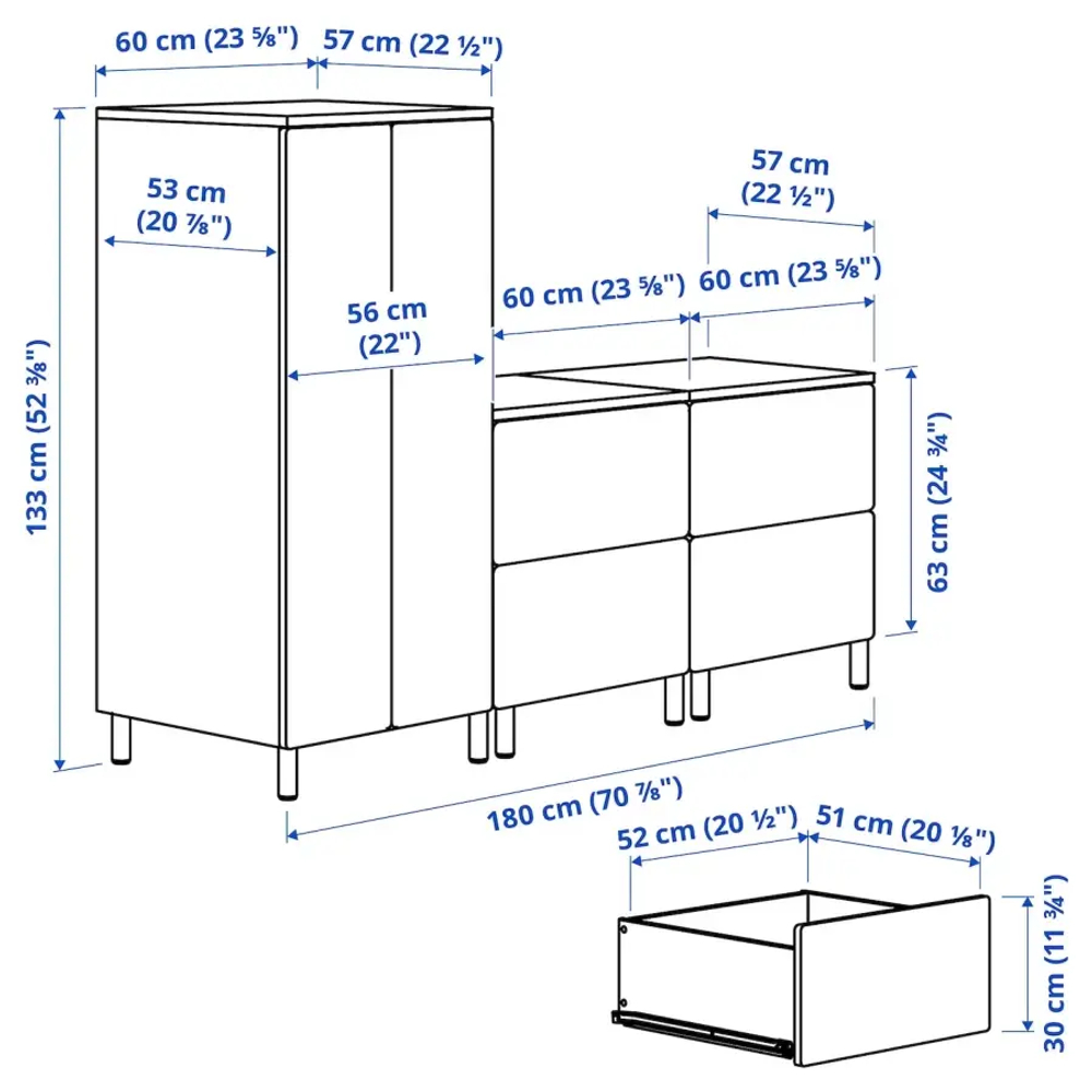 Шкаф - PLATSA/ SMÅSTAD / SMАSTAD  IKEA/ ПЛАТСА/СМОСТАД  ИКЕА, 180х133 см, белый/под беленый дуб
