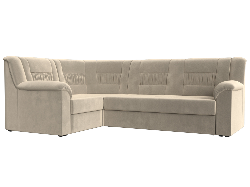 Диван угловой Карелия левый угол, Бежевый, Микровельвет, 113350L