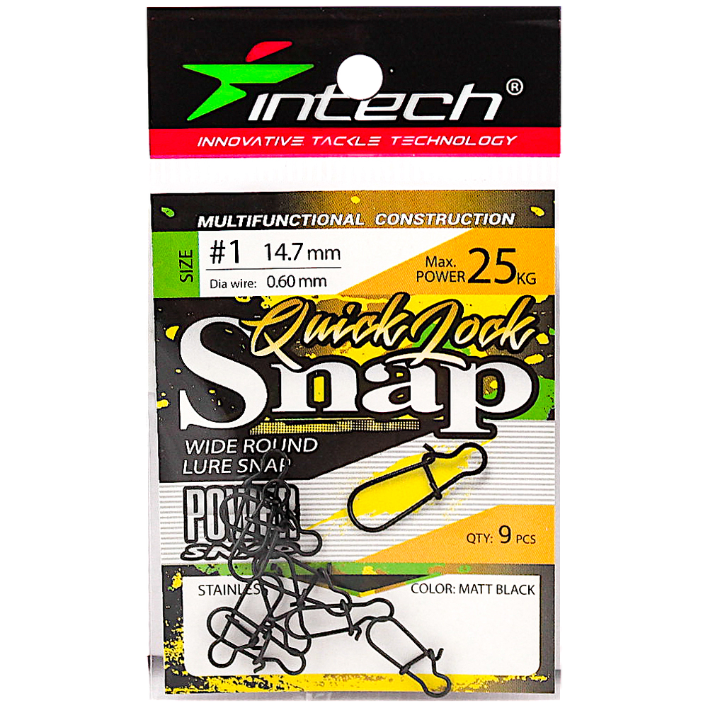 Застежка Intech Quick lock Snap Matt black №02 17.0мм 0.7мм 35кг 9шт