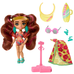 Barbie Extra Minis - Маленькая модная кукла в пляжной одежде HPB18 / артикул   HGP62 HPB18  / GTIN 194735154166