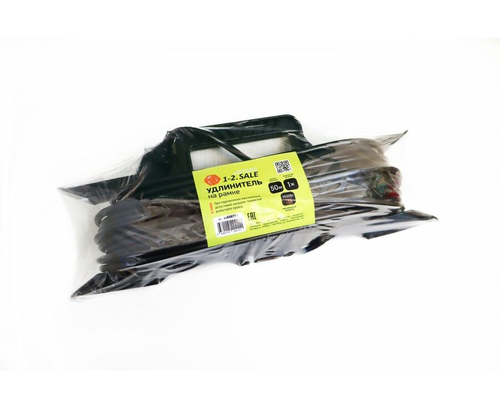 Удлинитель силовой на рамке ПВС 50м 1 гнездо 16А сечение провода 2*1,5 черный