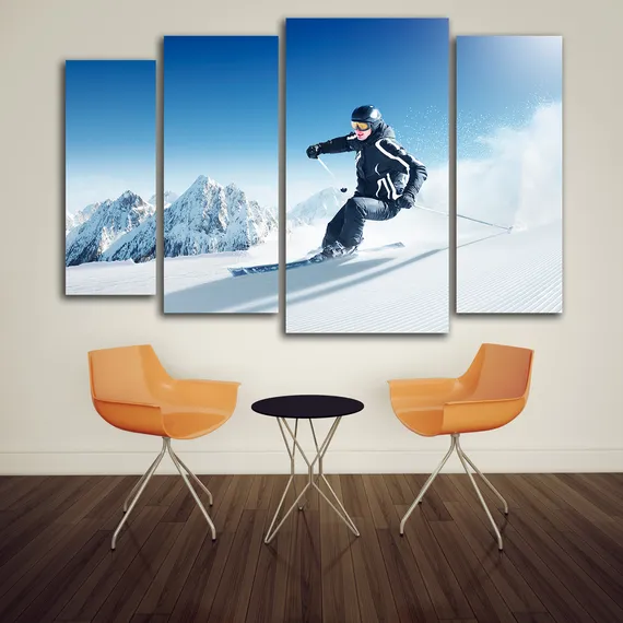 Модульная картина "Лыжник"