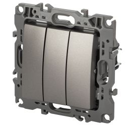 Выключатель ЭРА Серия 12 12-1107-16 тройной, 10АХ-250В, титан | ЭРА 12 Титан