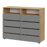 МС "Абрау" Комод с ящиками Дуб Золотой/Белый, Дуб Золотой/Графит Серый