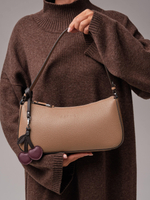 Кожаная сумка багет кросс-боди коричневый капучино