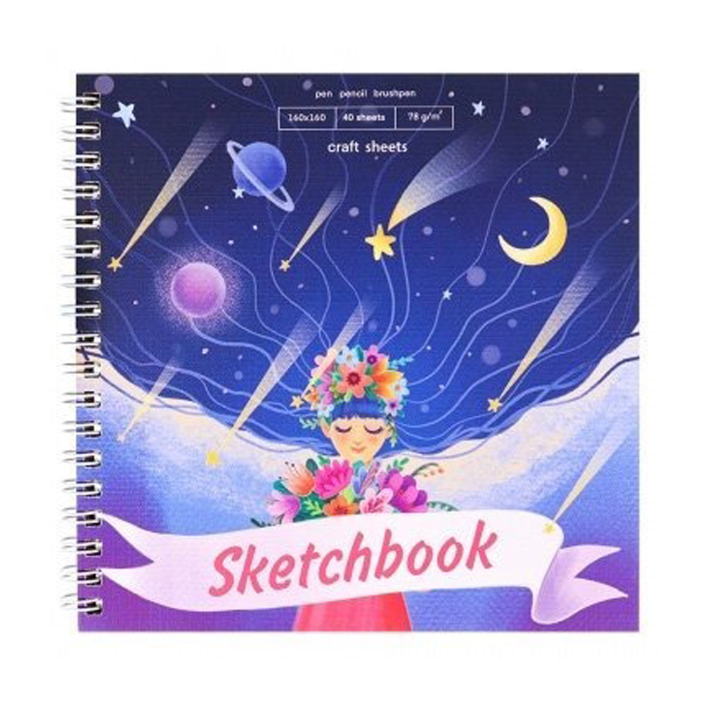 Скетчбук Миленд, формат А6, 40 листов, крафтовая бумага с льном, серия "Девочка"