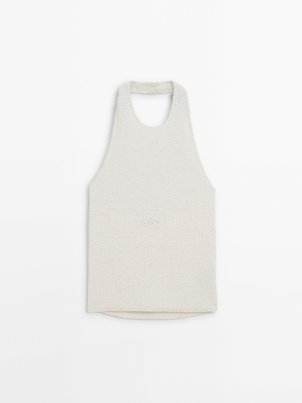 Massimo Dutti Топ с горловиной халтер и глубоким вырезом на спине, натуральный, кремовый