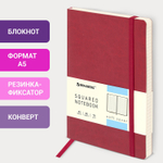 Блокнот А5 (148x218 мм) BRAUBERG "Metropolis Ultra" под кожу 80 л. резинка клетка бордовый (2 штуки в упаковке)