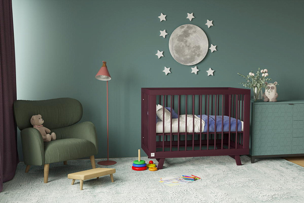 Кроватка детская Lillaland Lilla Aria с маятником Italian Plum