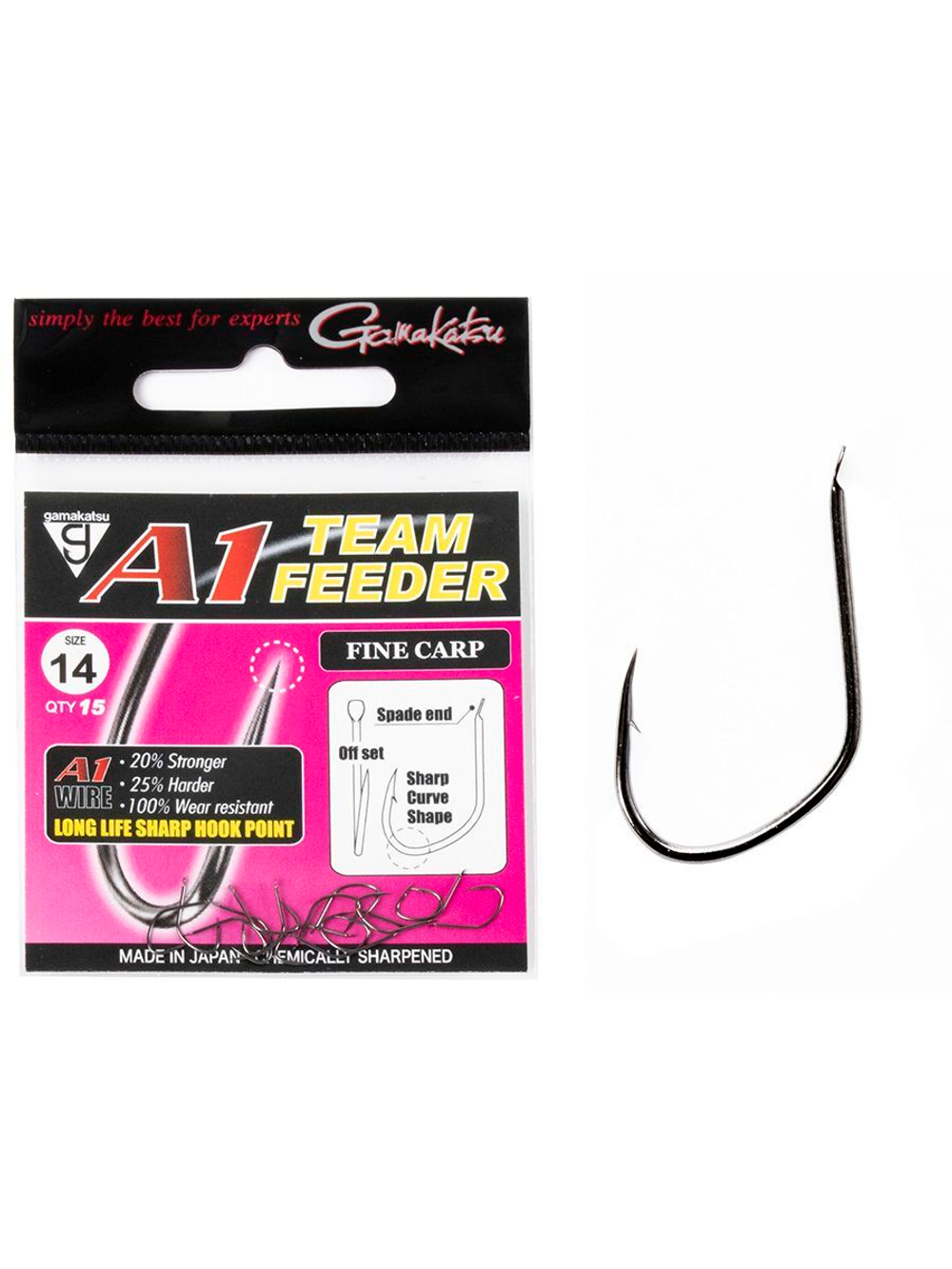 Крючки Gamakatsu A1 Team Feeder HOOKS FINE CARP размер 14 (упк.15шт.)