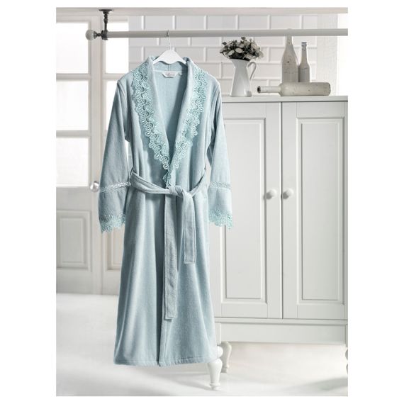 VICTORIA ВИКТОРИЯ бирюза махровый женский халат Soft Cotton (Турция)