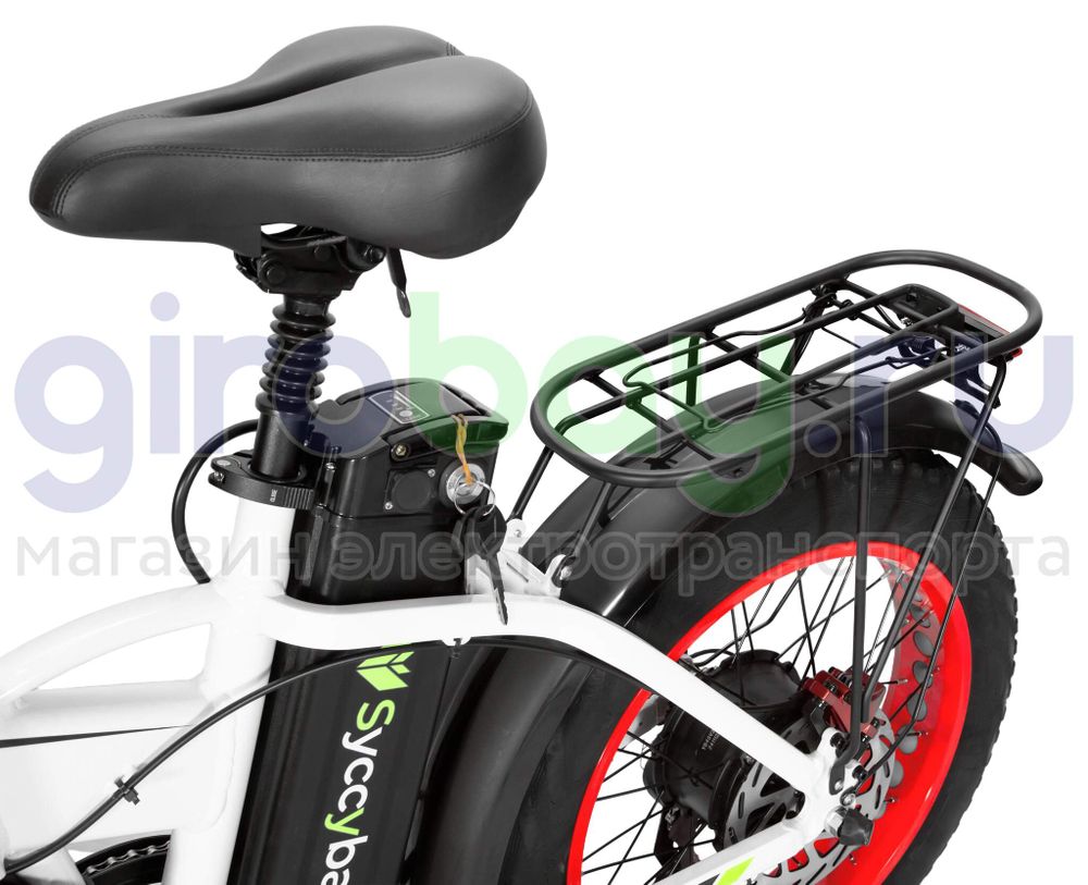 Электровелосипед Syccyba F10 Pro (48V/20Ah) - Белый с красными ободами фото №7