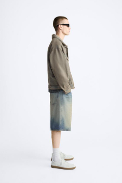 ZARA ДЖИНСОВЫЕ ШОРТЫ BAGGY-FIT, ВЫЦВЕТШИЙ СИНИЙ