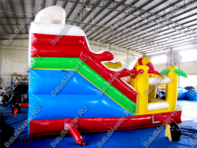 Коммерческий батут "Белый клык" с механизированной головой, цвет красно-желтый, 6*5*4 м