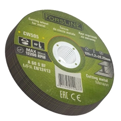 Круг отрезной по металлу 125х1.2.х22.23мм-10шт ForsLine FL-CW505(10 шт к-т)