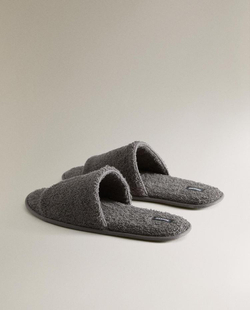 ZARA HOME ДОМАШНИЕ ТАПОЧКИ С ОТКРЫТЫМ НОСКОМ, ТЕМНО-СЕРЫЙ