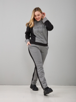 Костюм с брюками КБ-016П/черносерый-надпись