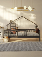 Кровать-домик односпальная 120х200 Локи с настилом из массива сосны для детской комнаты, серая