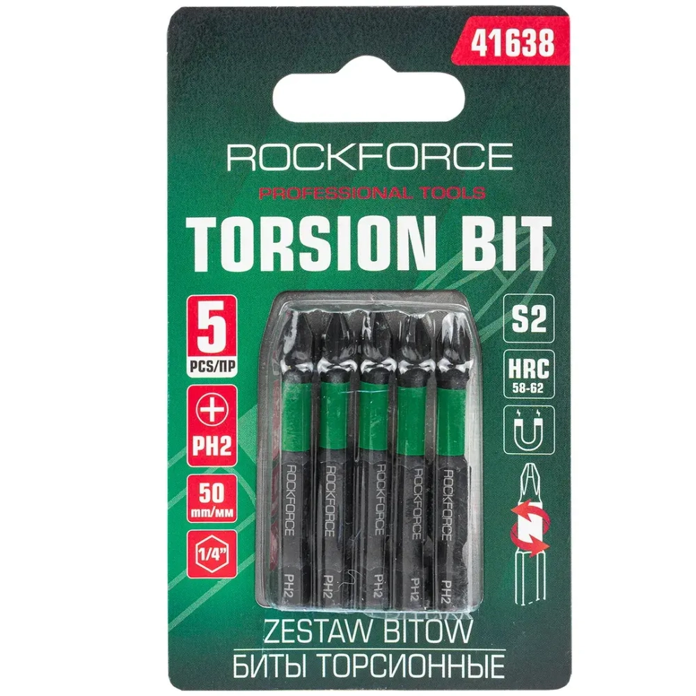 Биты торсионные, набор 5пр. RockFORCE RF-41638