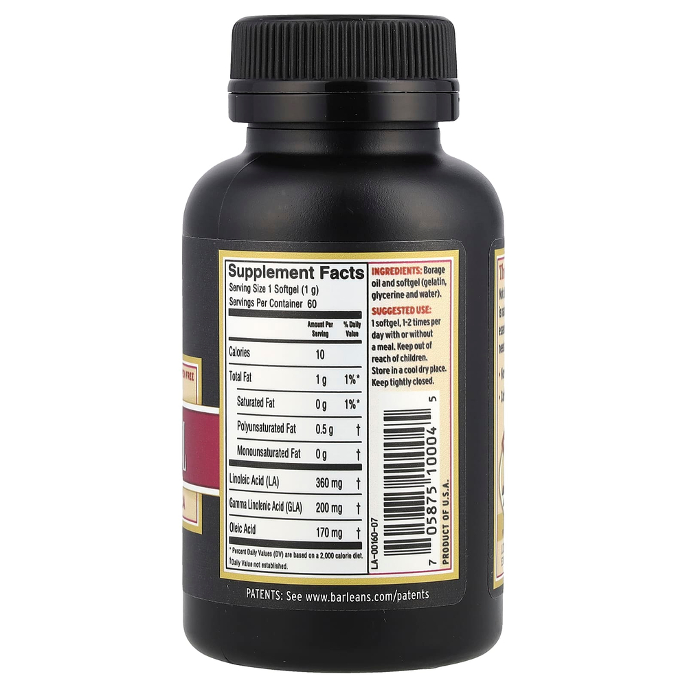 Barlean's, масло бурачника, 1000 мг, 60 капсул