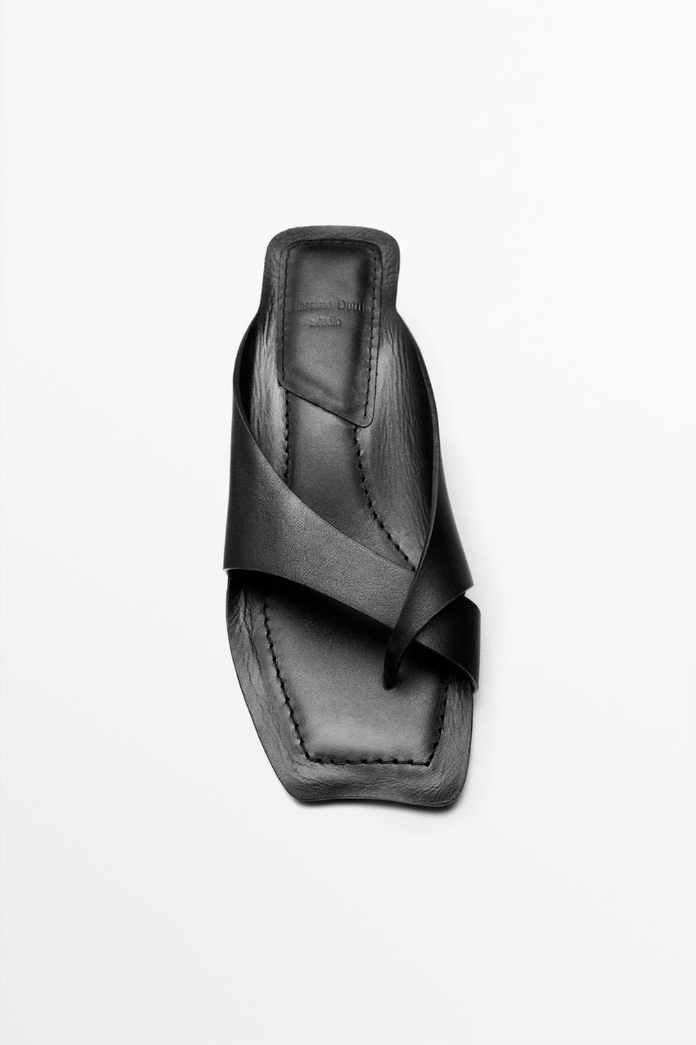 Massimo Dutti Кожаные сандалии на каблуке - STUDIO, черный