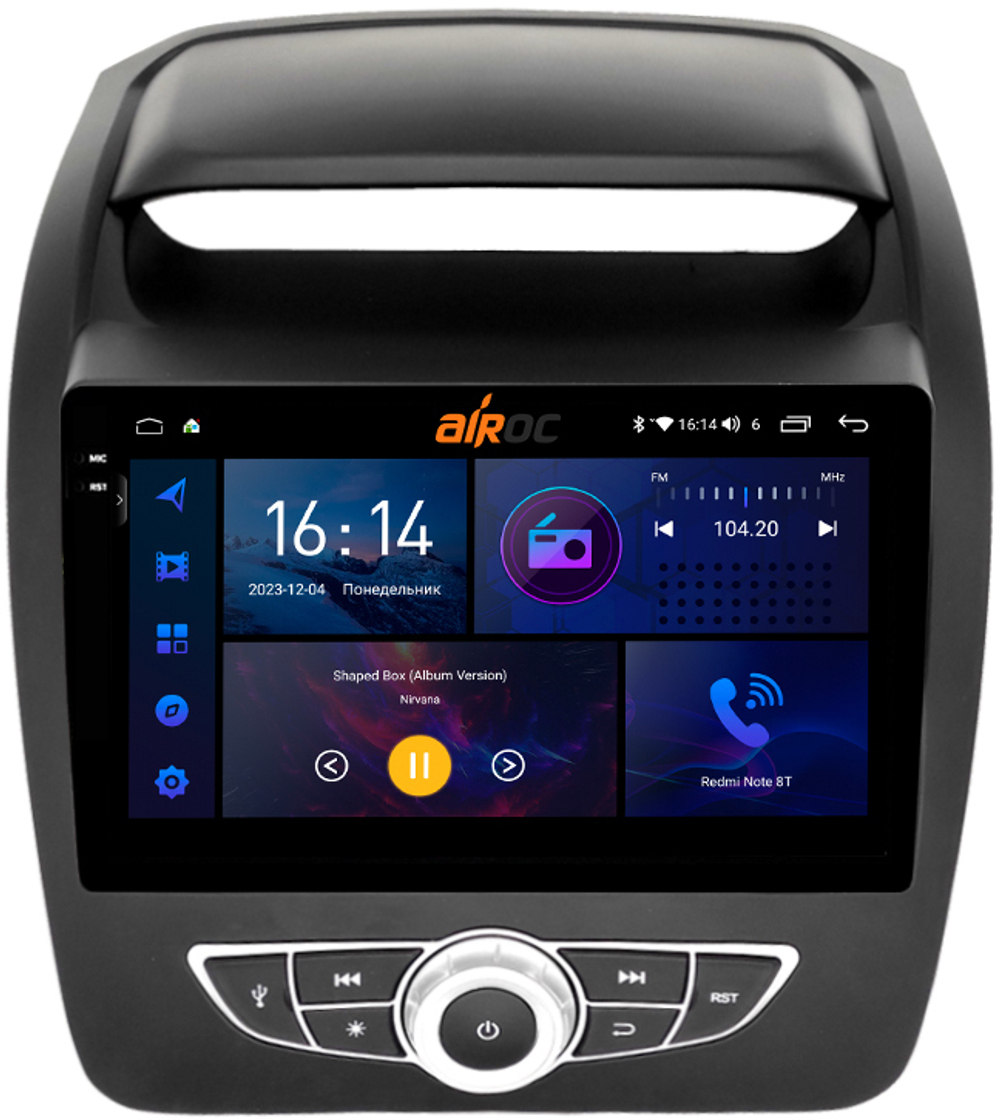 Магнитола для KIA Sorento 2012-2016 (климат на ШГУ) - AIROC 2K RI-2331 Android 12, QLed+2K, ТОП процессор, 8/128Гб, CarPlay, SIM-слот