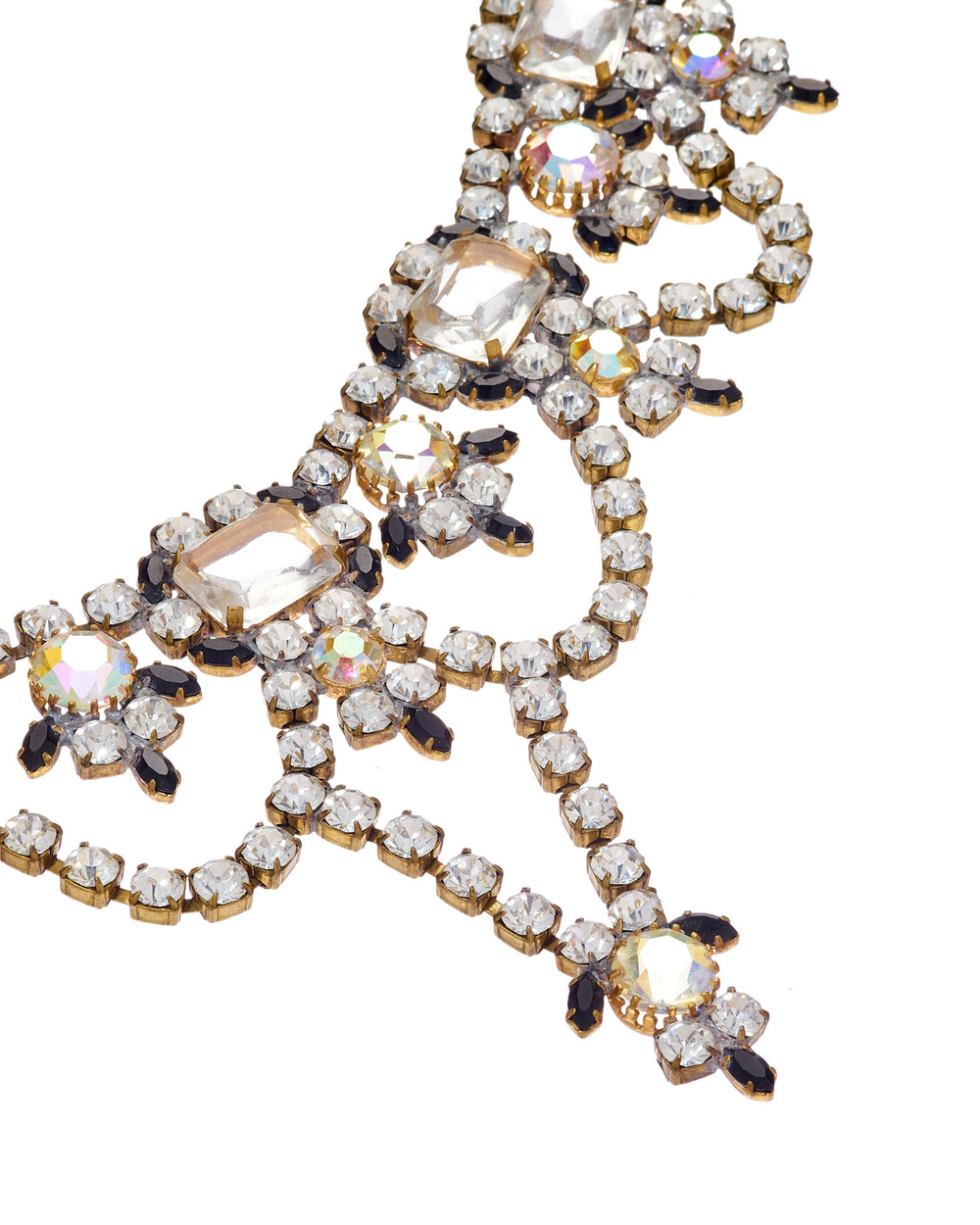 Колье-винтажное, белые, черные цирконии