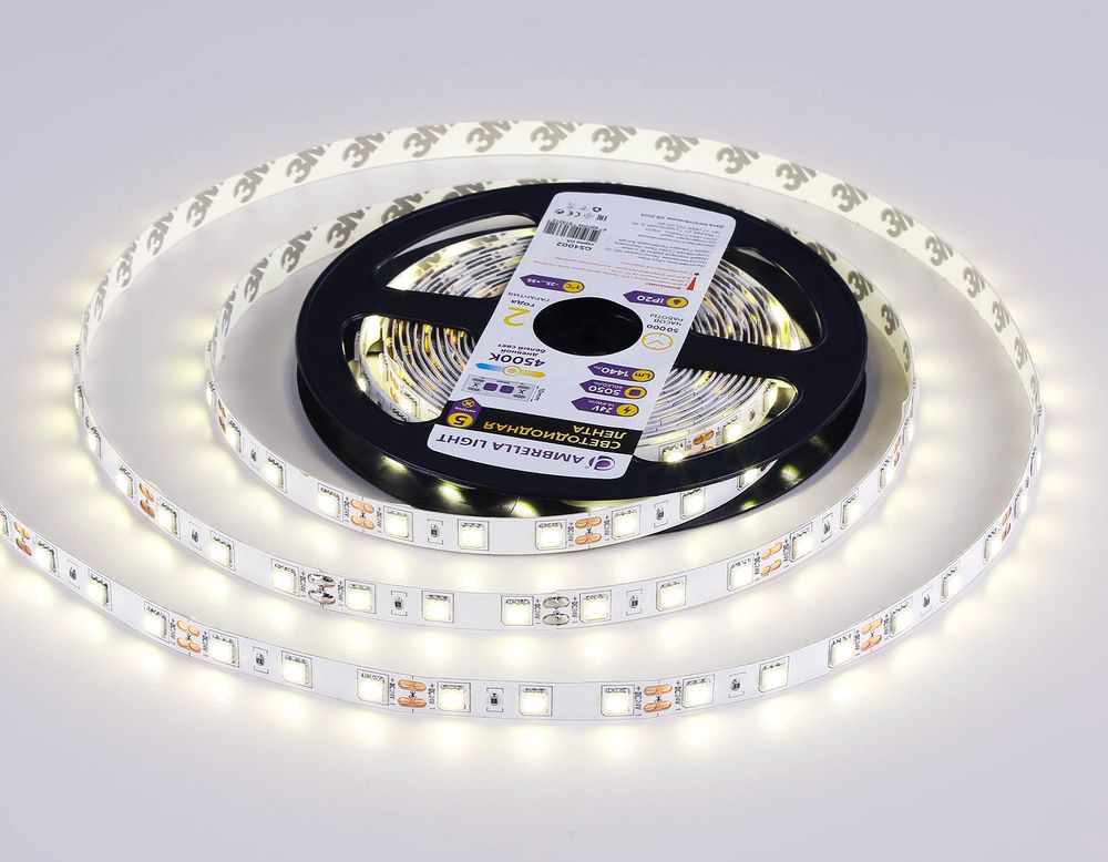 Ambrella Светодиодная лента Ambrella Light GS4002 5050 60Led/ 14.4W m/ 24V IP20 4500K/ 5m LED Strip 24V GS4002