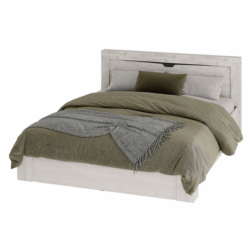 Кровать Леонардо КР-15 бетон пайн светлый/графит 1600 + настил