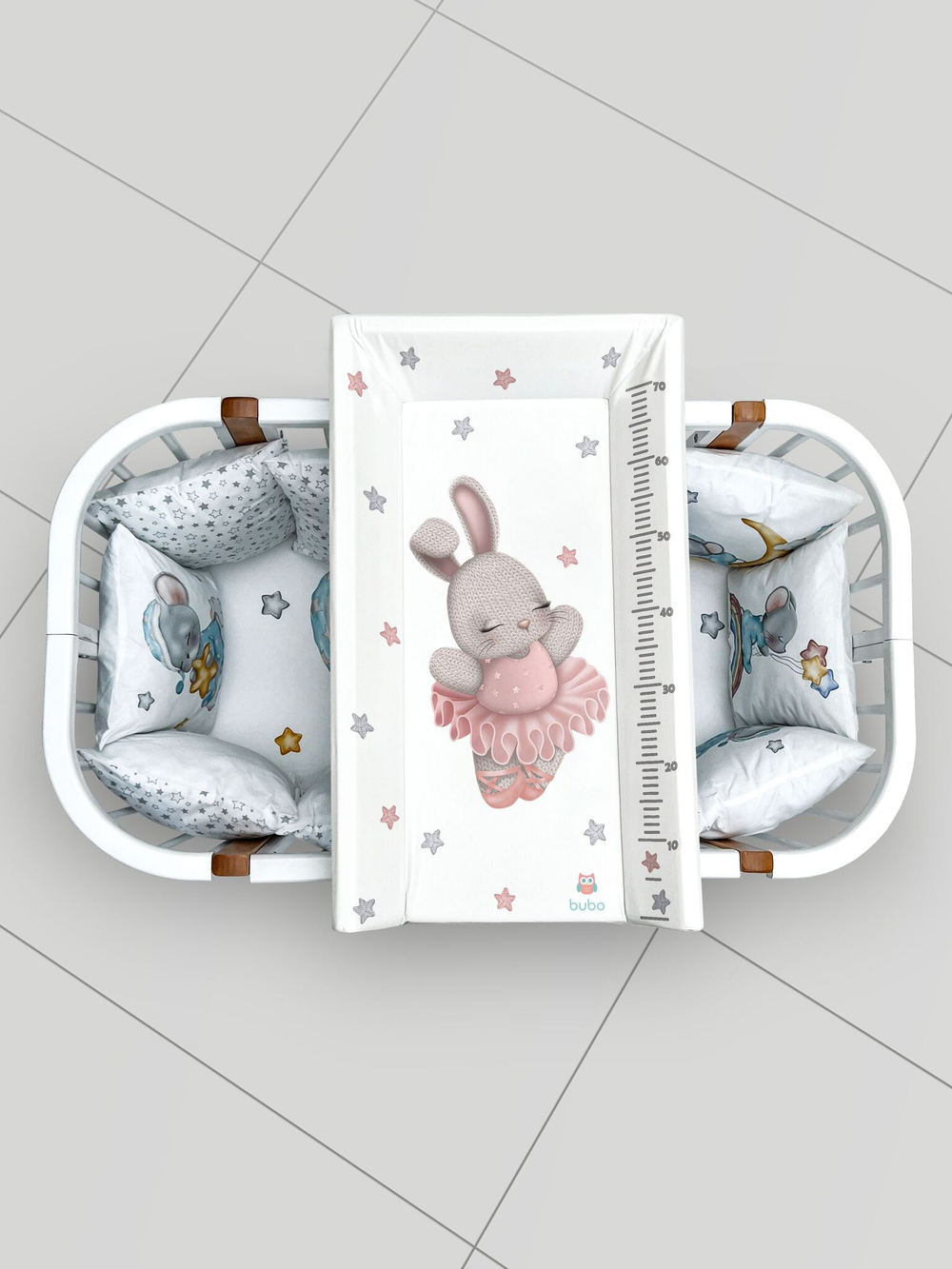 Доска для пеленания BUBO BABY "LUX PRO" 80х50 см с фиксаторами и ростомером