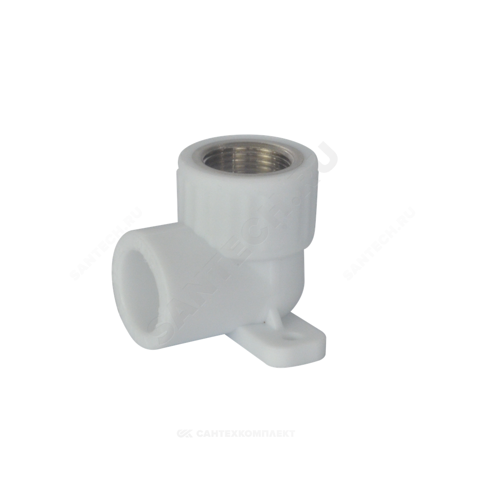 Угольник PP-R комбинированный белый Дн 25х1/2" ВР с креплением VALFEX 10120025