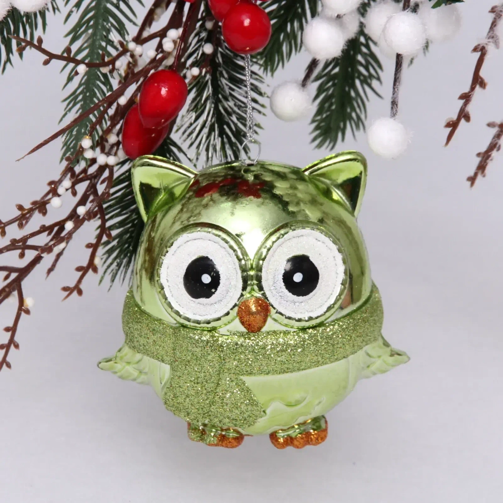 Ёлочная игрушка «Мудрая сова» 10*5*10 см, зелёный