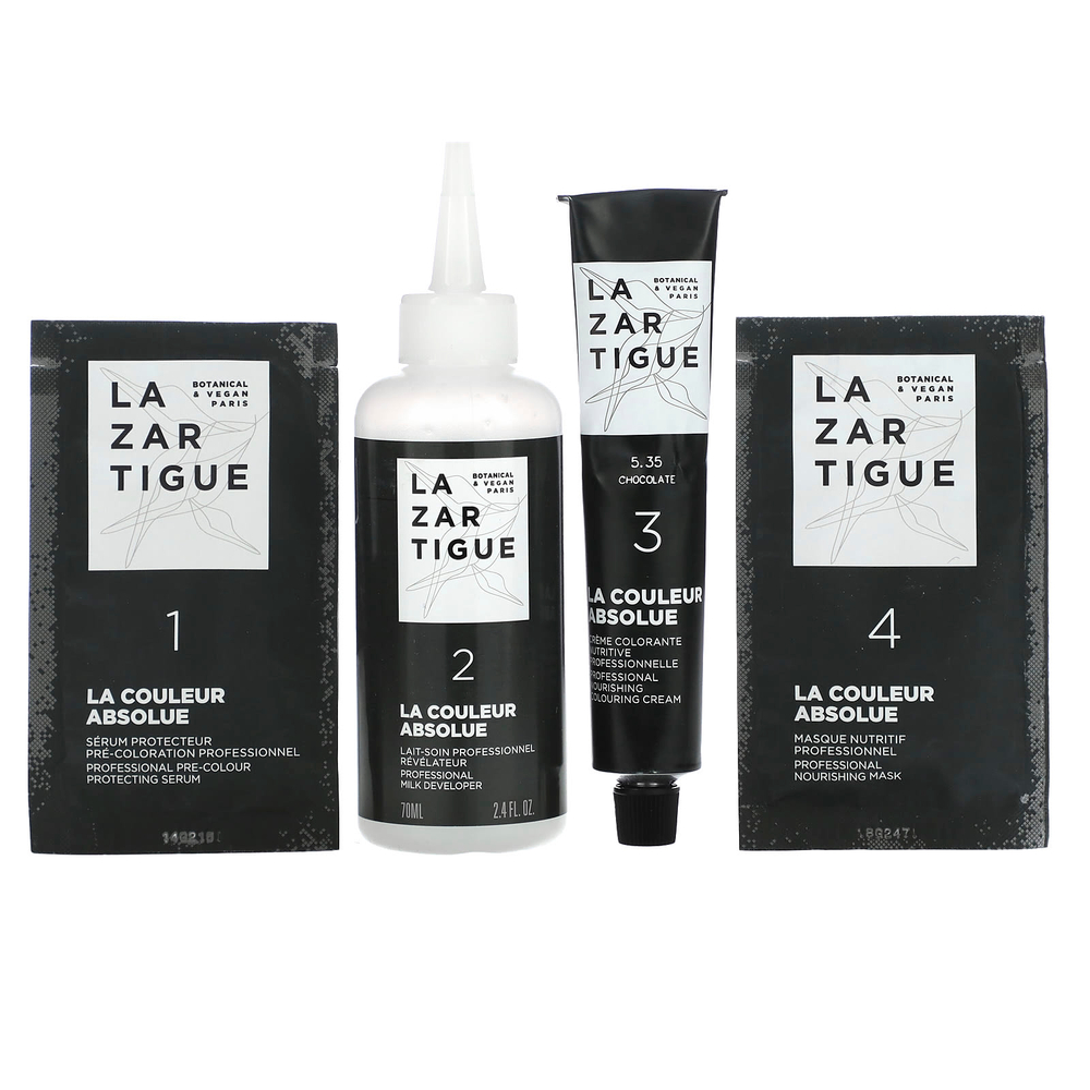 Lazartigue, Стойкая краска для волос с растительными экстрактами, 5.35, шоколад, 1 нанесение