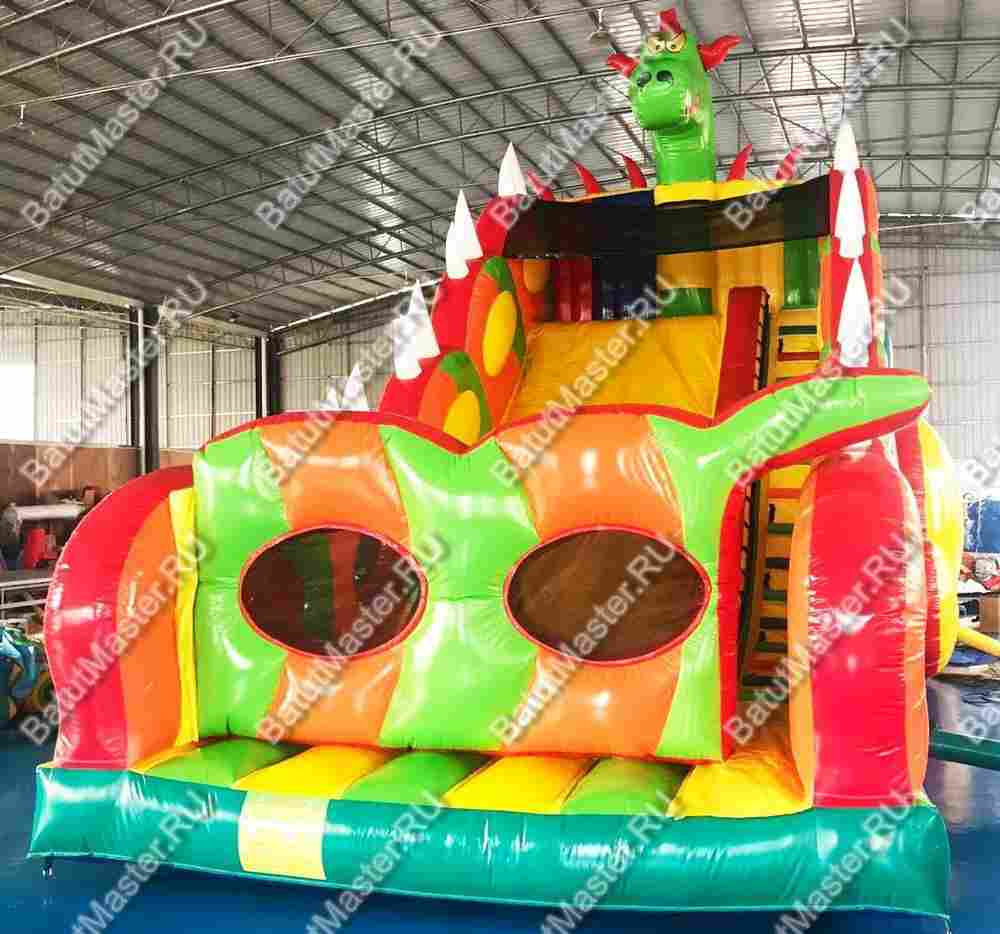 Батут-горка "Дракон 3" с шипами, 11*6*8,5 м