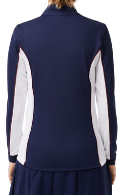 Женская теннисная куртка Lacoste Slim Fit Quarter-Zip Sweatshirt - navy blue/white