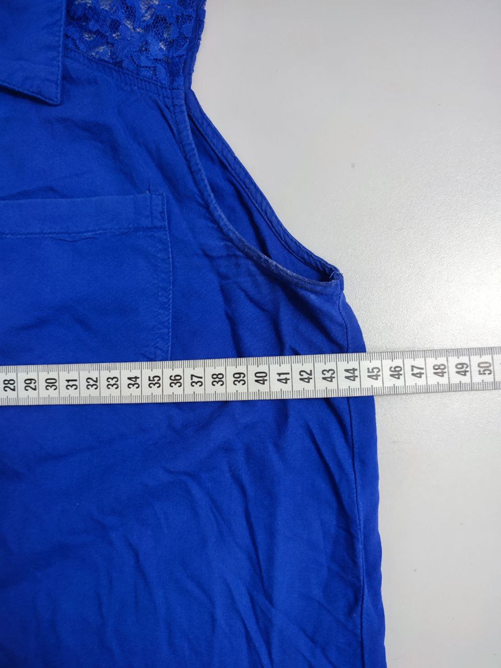 Блузка синяя без рукавов, 44 размер